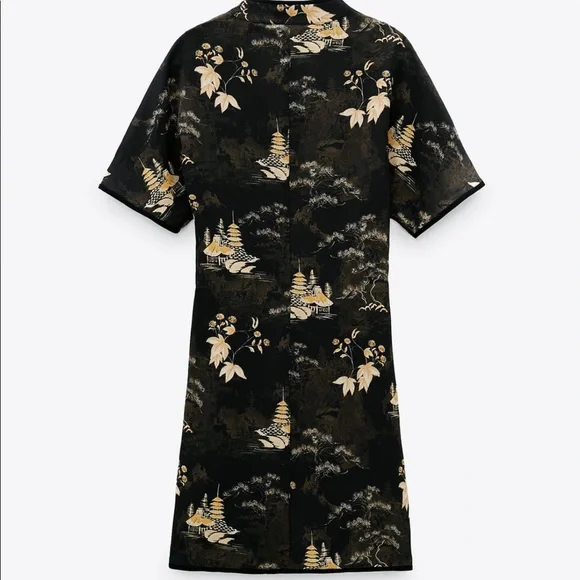 Zara Printed Oriental Collar Mini Dress - Picture 2 of 5